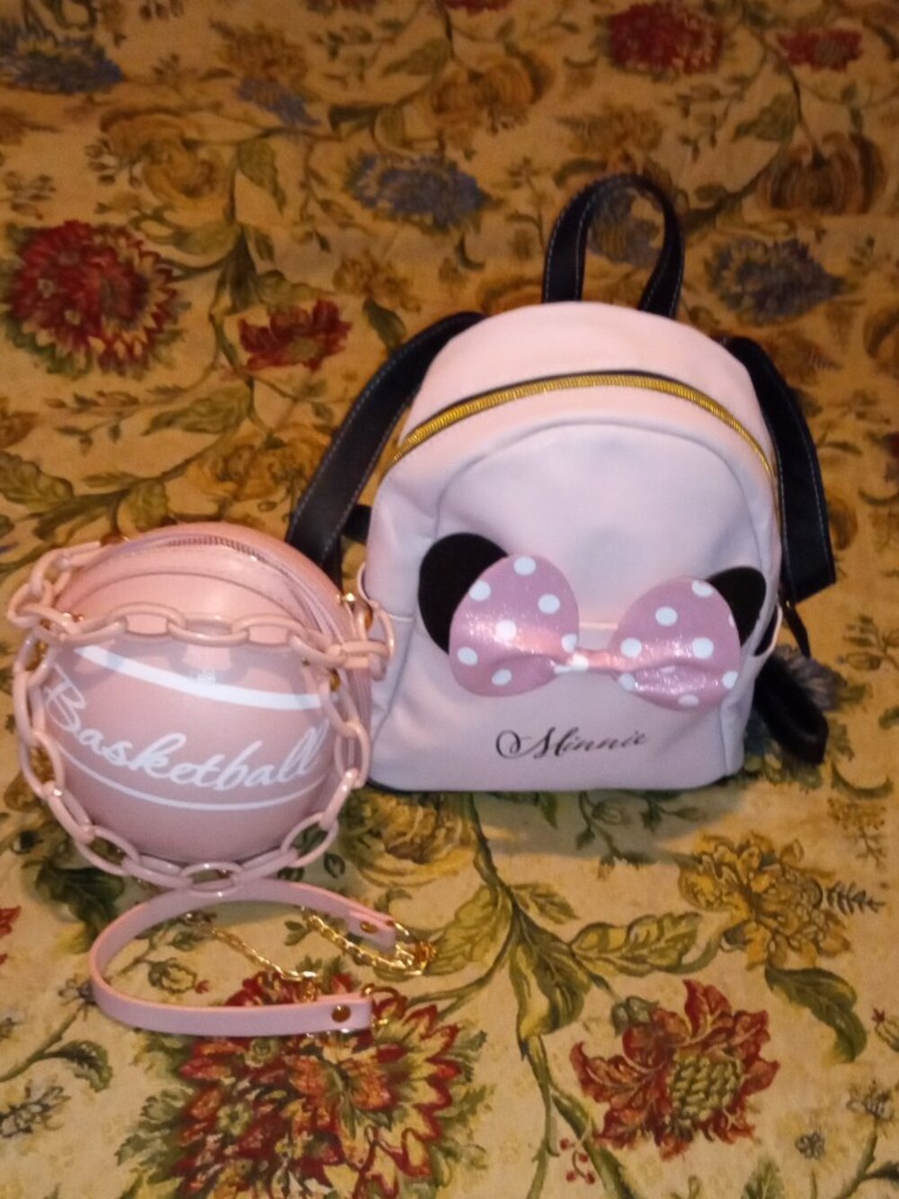 GIRLS BACK TO SCHOOL PINK DISNEY BACKPACK AND CROSSBODY BASKETBALL BAG